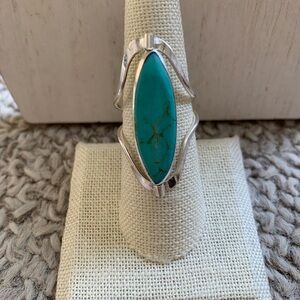 Reversible Flip Ring Real Turquoise & Onyx Sterling Silver NWOT